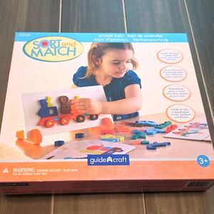 Guidecraft Sort and Match Animal Train ~ Educational Puzzle Game 3+